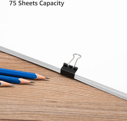 Sturdy Binder Clips, Office Supplies, Small 0.75 in, Document Organizing, School Supplies, Black, 144 Count