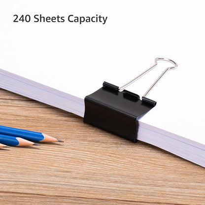 Sturdy Binder Clips, Office Supplies, Small 0.75 in, Document Organizing, School Supplies, Black, 144 Count