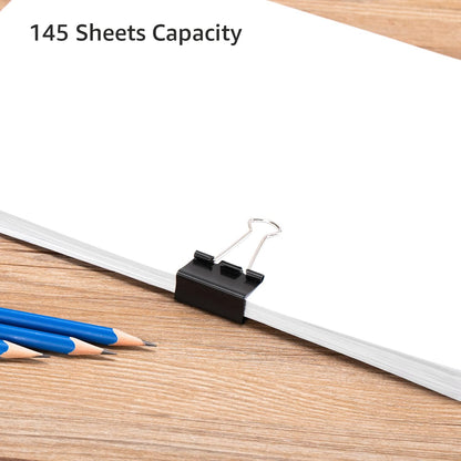 Sturdy Binder Clips, Office Supplies, Small 0.75 in, Document Organizing, School Supplies, Black, 144 Count