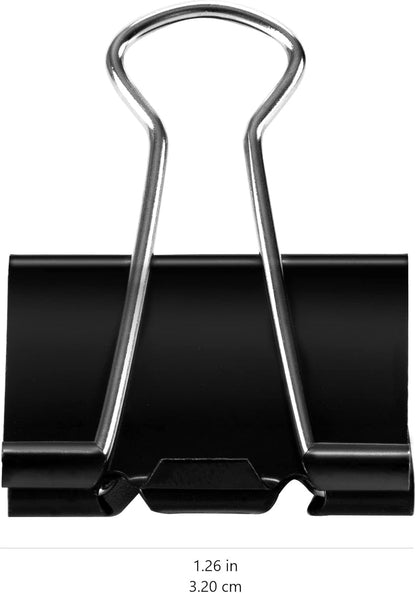 Sturdy Binder Clips, Office Supplies, Small 0.75 in, Document Organizing, School Supplies, Black, 144 Count