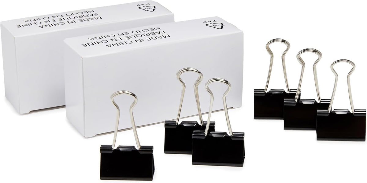 Sturdy Binder Clips, Office Supplies, Small 0.75 in, Document Organizing, School Supplies, Black, 144 Count