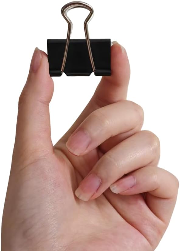 Sturdy Binder Clips, Office Supplies, Small 0.75 in, Document Organizing, School Supplies, Black, 144 Count