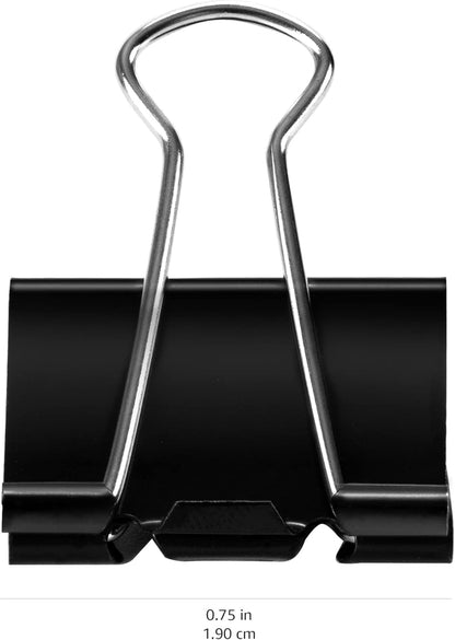 Sturdy Binder Clips, Office Supplies, Small 0.75 in, Document Organizing, School Supplies, Black, 144 Count
