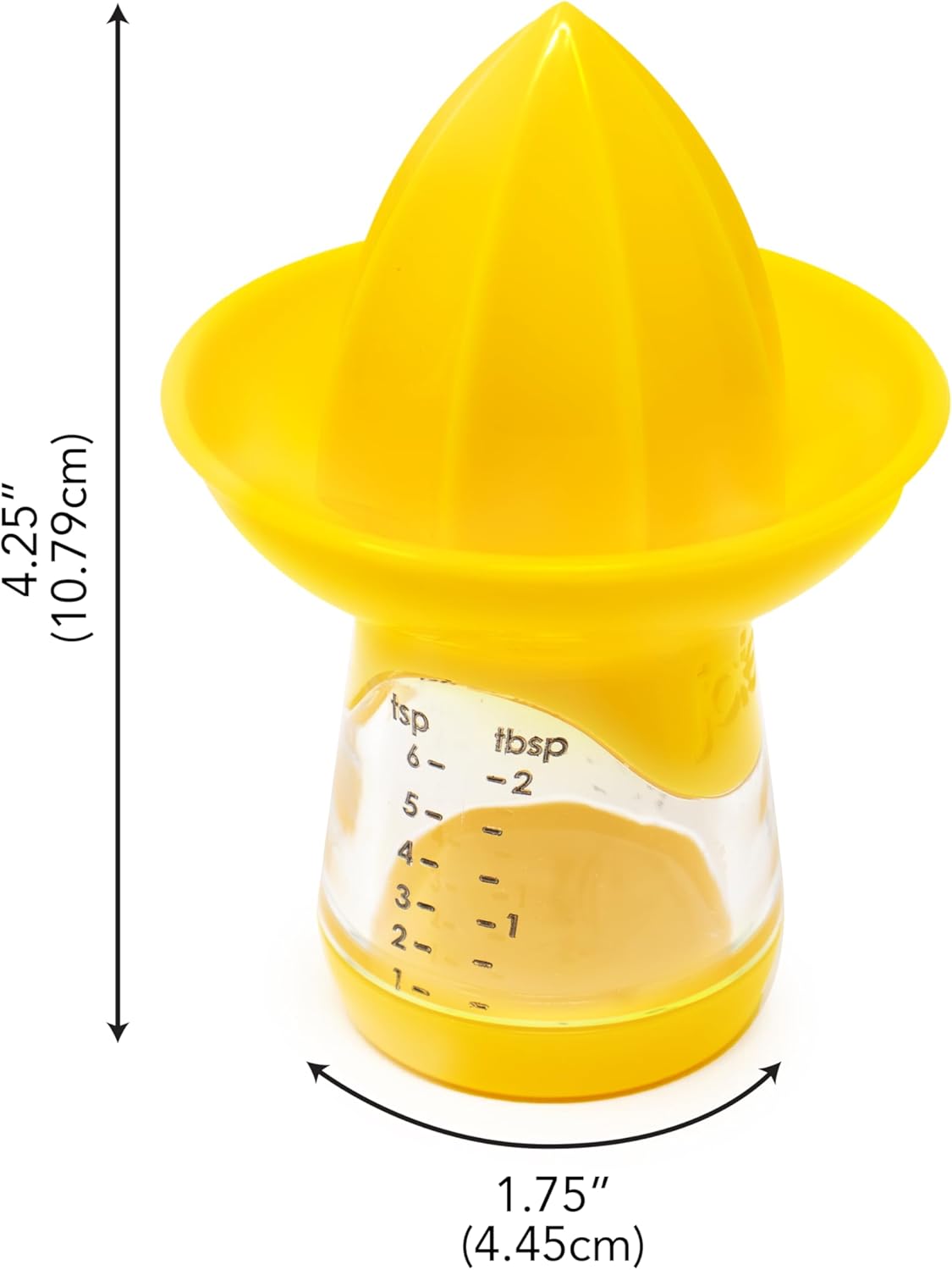 Joie Lemon and Lime Small Hand Juicer and Reamer, Built-In Measuring Cup | Easy Straining, Stores Leftover Juice Up To 1 Ounce, BPA-Free and Dishwasher Safe