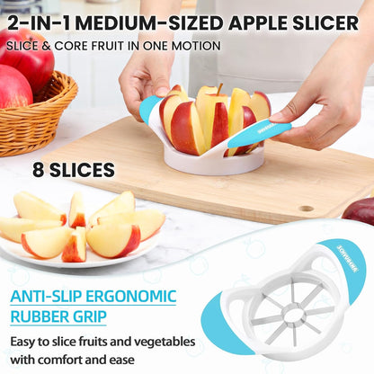 3.5 Inch Apple Slicer - Professional Apple Cutter - Stainless Steel Apple Corer - Super Sharp Apple Slicer and Corer - Apple Tool with 8 Sharp Blades(Black)