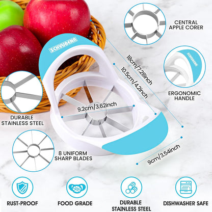 3.5 Inch Apple Slicer - Professional Apple Cutter - Stainless Steel Apple Corer - Super Sharp Apple Slicer and Corer - Apple Tool with 8 Sharp Blades(Black)
