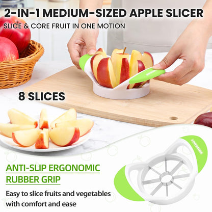 3.5 Inch Apple Slicer - Professional Apple Cutter - Stainless Steel Apple Corer - Super Sharp Apple Slicer and Corer - Apple Tool with 8 Sharp Blades(Black)