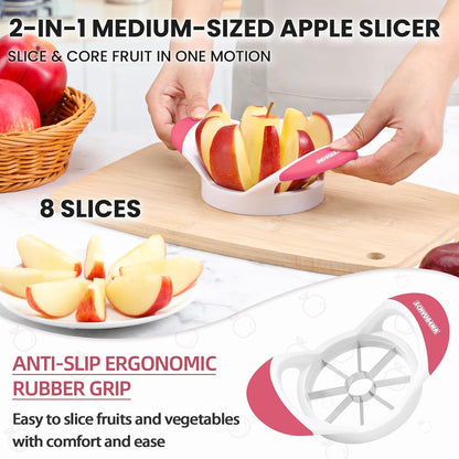 3.5 Inch Apple Slicer - Professional Apple Cutter - Stainless Steel Apple Corer - Super Sharp Apple Slicer and Corer - Apple Tool with 8 Sharp Blades(Black)