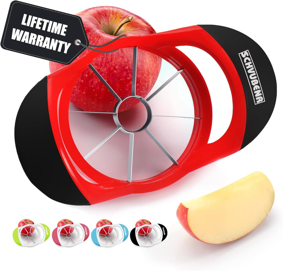 3.5 Inch Apple Slicer - Professional Apple Cutter - Stainless Steel Apple Corer - Super Sharp Apple Slicer and Corer - Apple Tool with 8 Sharp Blades(Black)