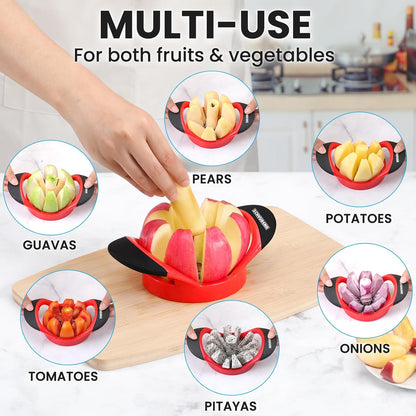 3.5 Inch Apple Slicer - Professional Apple Cutter - Stainless Steel Apple Corer - Super Sharp Apple Slicer and Corer - Apple Tool with 8 Sharp Blades(Black)