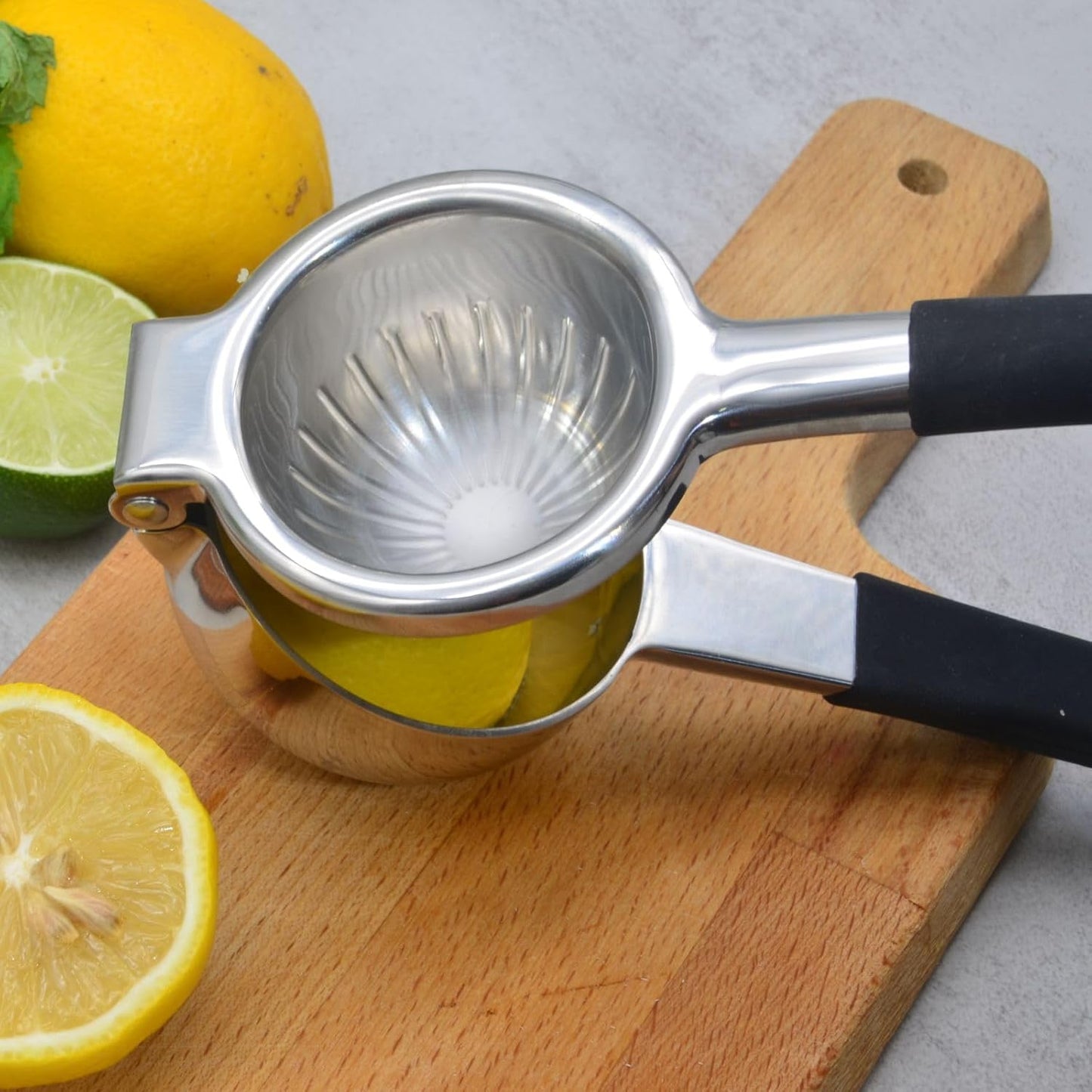 Lemon Squeezer Stainless Steel, Heavy Duty-Non-Slip Grip Design, Handheld Juice Press, Manual Citrus Juicer Tool for Fruit, Lemon, Lime, and Citrus Fruits