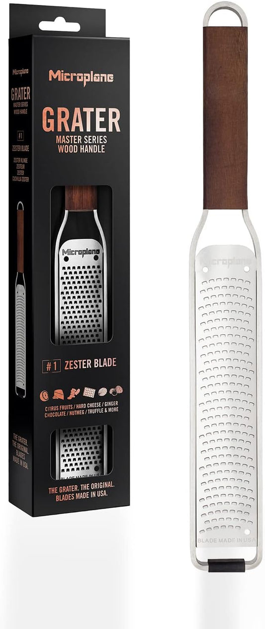 Zester Grater for Citrus Fruits, Hard Cheese, Ginger, Chocolate, Nutmeg and Truffle with Stainless Steel Blades - Made in USA