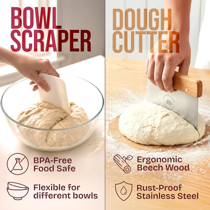 Round 9 Inch Banneton Bread Proofing Basket | Sourdough Baking Supplies, Sourdough Starter Kit, Bread Making Tools, Gift Set