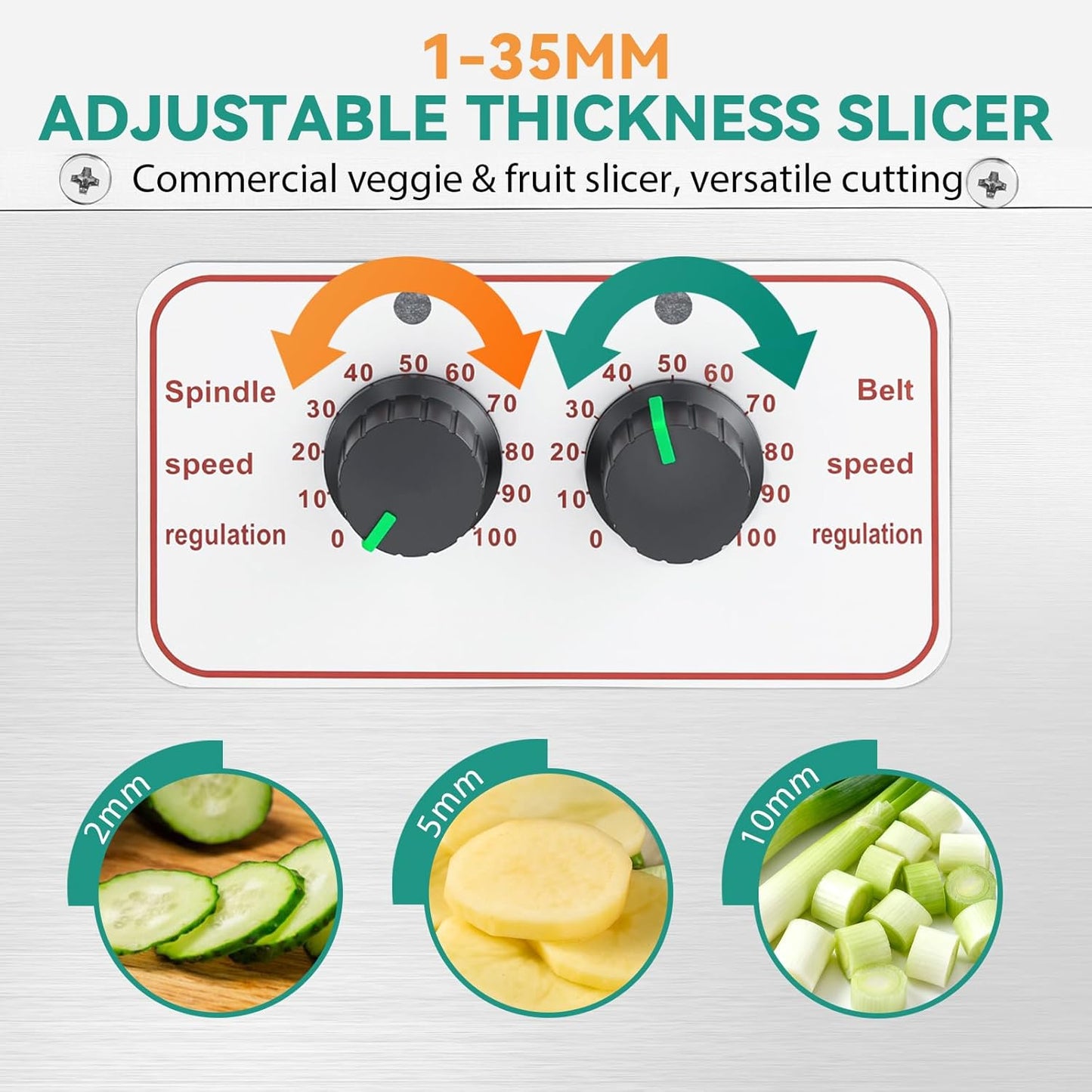 Automatic Veggie Slicer, 200W Conveyor Belt Cutter 400lb/h 110V | Adjustable Thickness, Cuts Spring Onion, Celery & More, Ideal For Restaurant & Hotel Kitchen