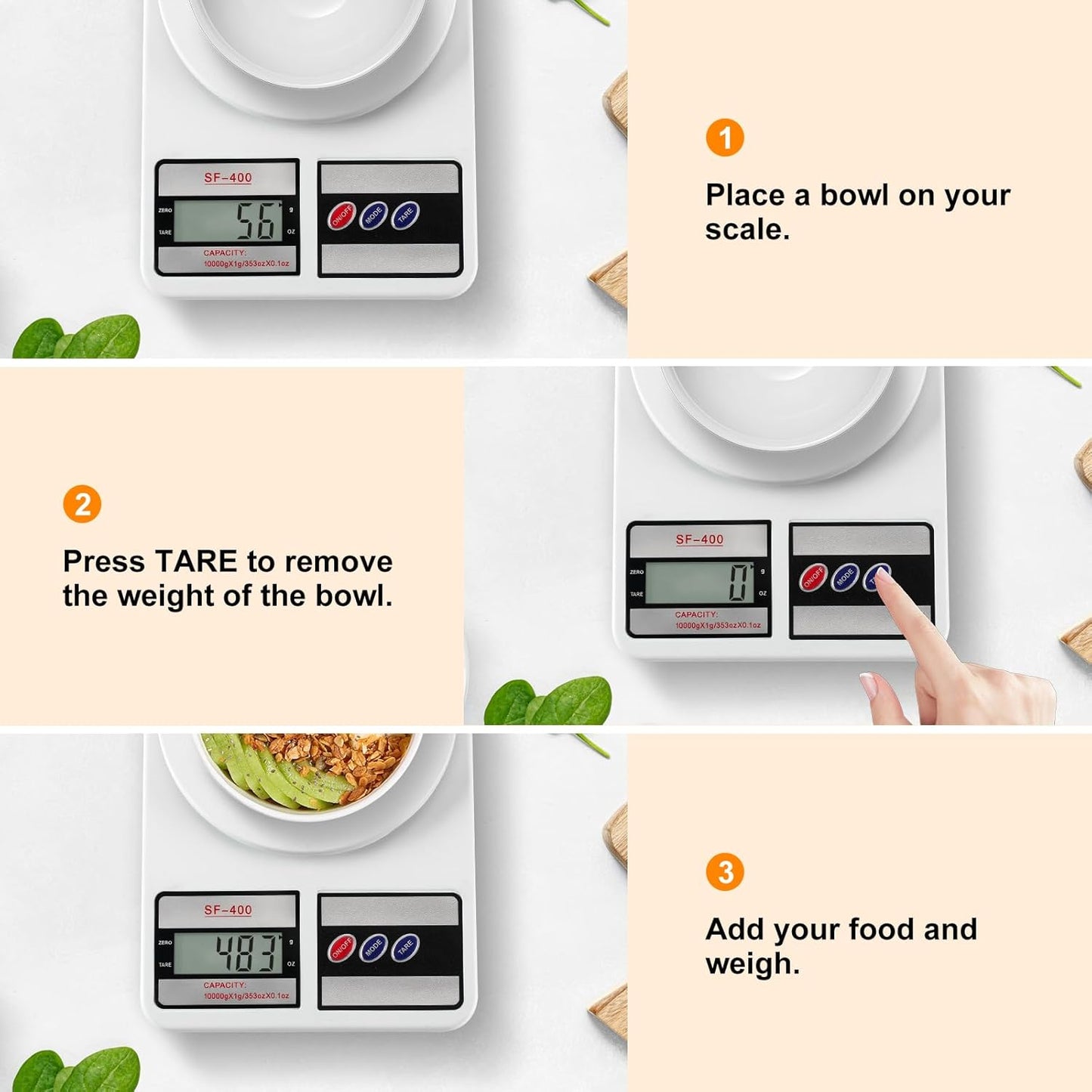 Digital Kitchen Scale Capacity, Stainless Steel Food Scale with oz/g Units | Replaceable Battery Power | Ideal for Meal Prep, Cooking, Baking