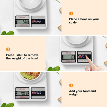 Digital Kitchen Scale Capacity, Stainless Steel Food Scale with oz/g Units | Replaceable Battery Power | Ideal for Meal Prep, Cooking, Baking