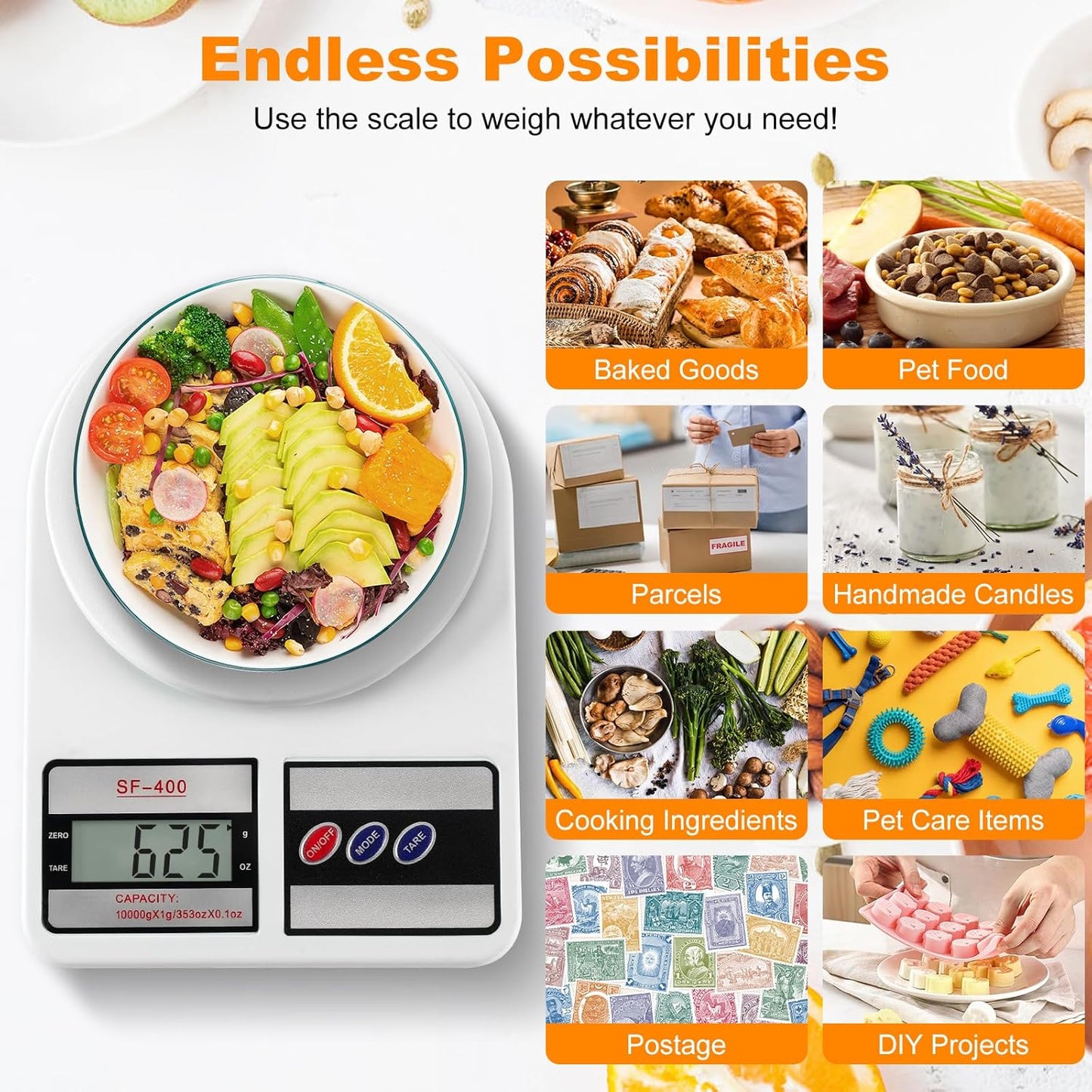 Digital Kitchen Scale Capacity, Stainless Steel Food Scale with oz/g Units | Replaceable Battery Power | Ideal for Meal Prep, Cooking, Baking