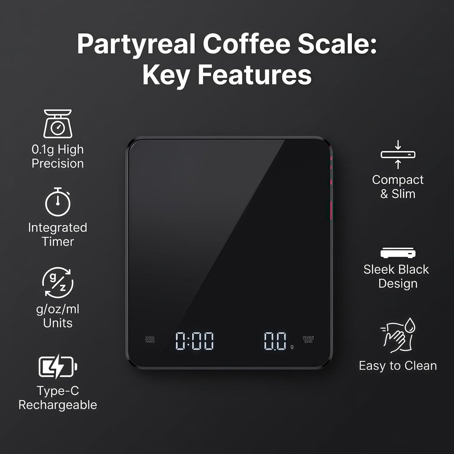 Digital Kitchen Scale Capacity, Stainless Steel Food Scale with oz/g Units | Replaceable Battery Power | Ideal for Meal Prep, Cooking, Baking