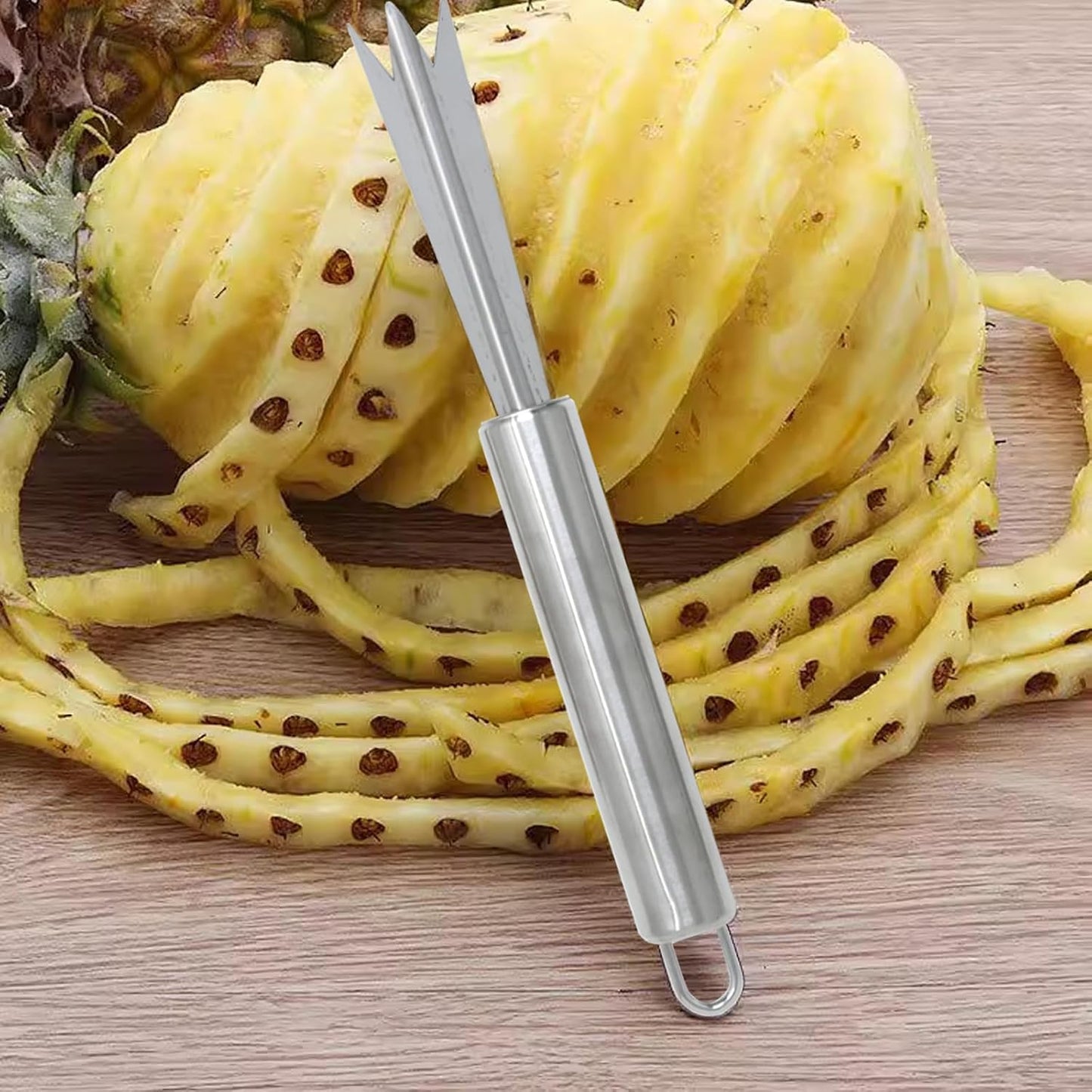 4PCS Stainless Steel Pineapple Peeler Tool Pineapple Eye Remover Pineapple Sugarcane Peeling Kinves for Home Kitchen Store Supermarket Fruit (4 Style)