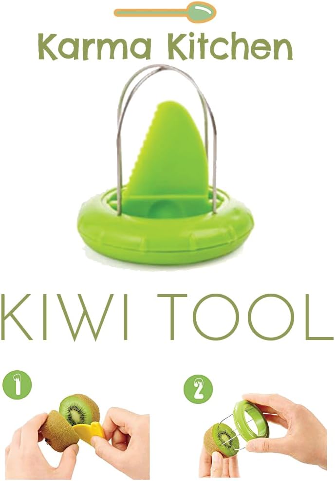 Fast Peel Any Fruit Or Soft Vegetable With Ease. Kiwi Slicer Peeler Pitter Scooper, Mango And Kimi Corer, Kiwi Fruit Scoop Kitchern Tool_Green