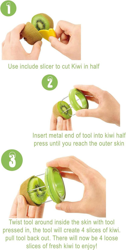 Fast Peel Any Fruit Or Soft Vegetable With Ease. Kiwi Slicer Peeler Pitter Scooper, Mango And Kimi Corer, Kiwi Fruit Scoop Kitchern Tool_Green