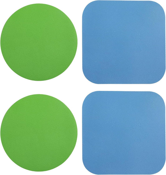 4pcs Jar Opener, Rubber, Multi-function Silicone Bottle Opener for Seniors with Weak Hands Lid Cap Gripper Pads Kitchen Coasters Gadgets(Light Blue, Green)