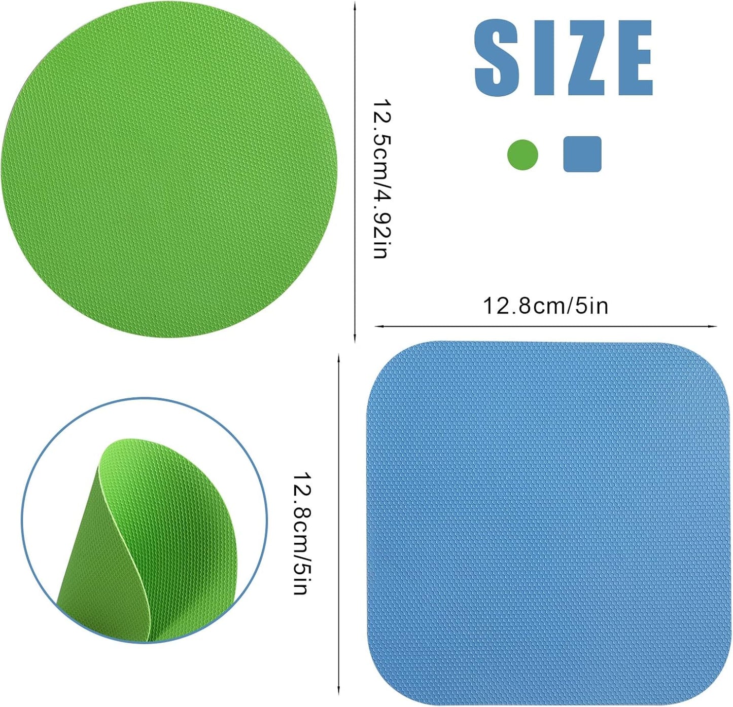 4pcs Jar Opener, Rubber, Multi-function Silicone Bottle Opener for Seniors with Weak Hands Lid Cap Gripper Pads Kitchen Coasters Gadgets(Light Blue, Green)