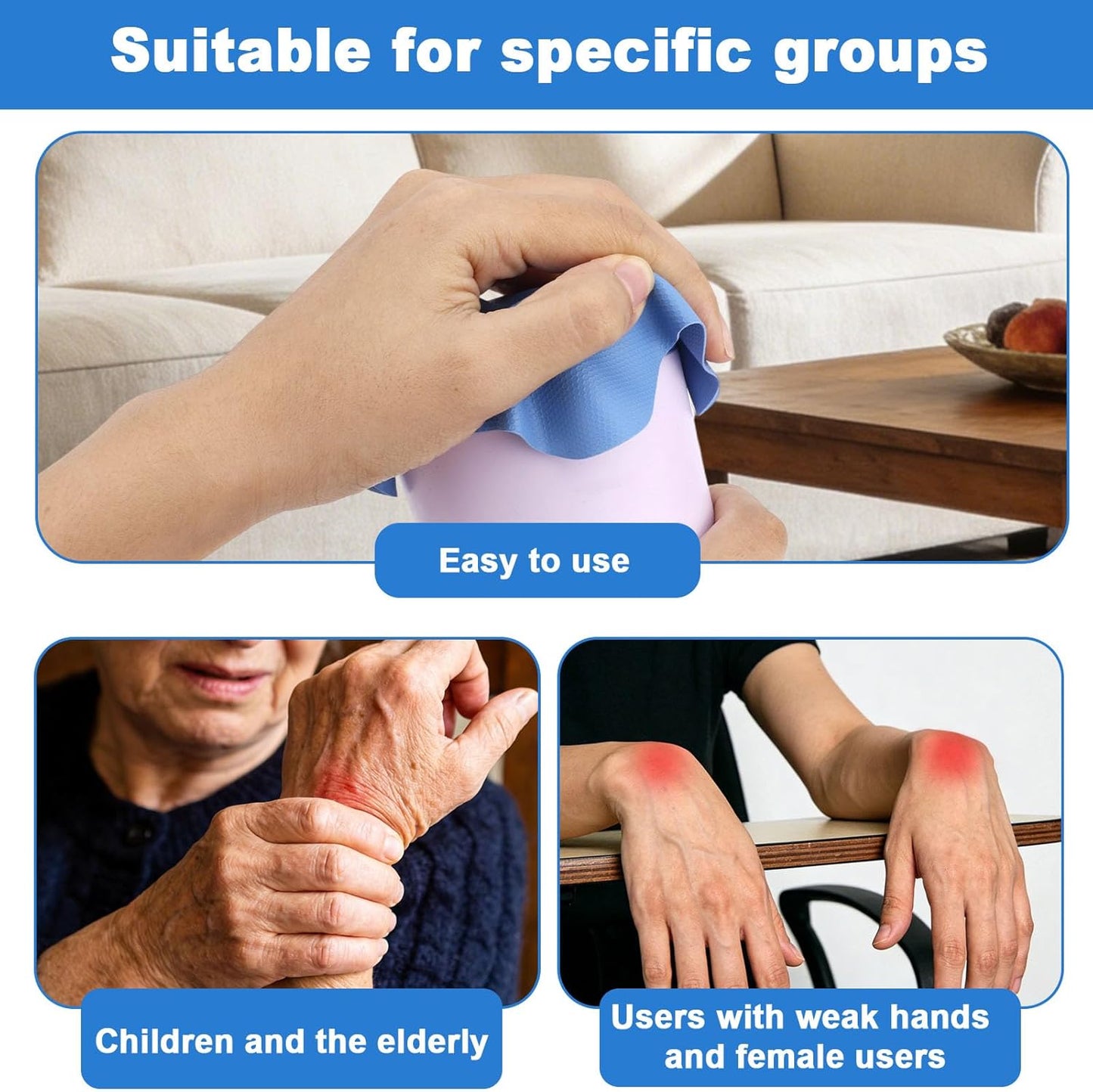 4pcs Jar Opener, Rubber, Multi-function Silicone Bottle Opener for Seniors with Weak Hands Lid Cap Gripper Pads Kitchen Coasters Gadgets(Light Blue, Green)