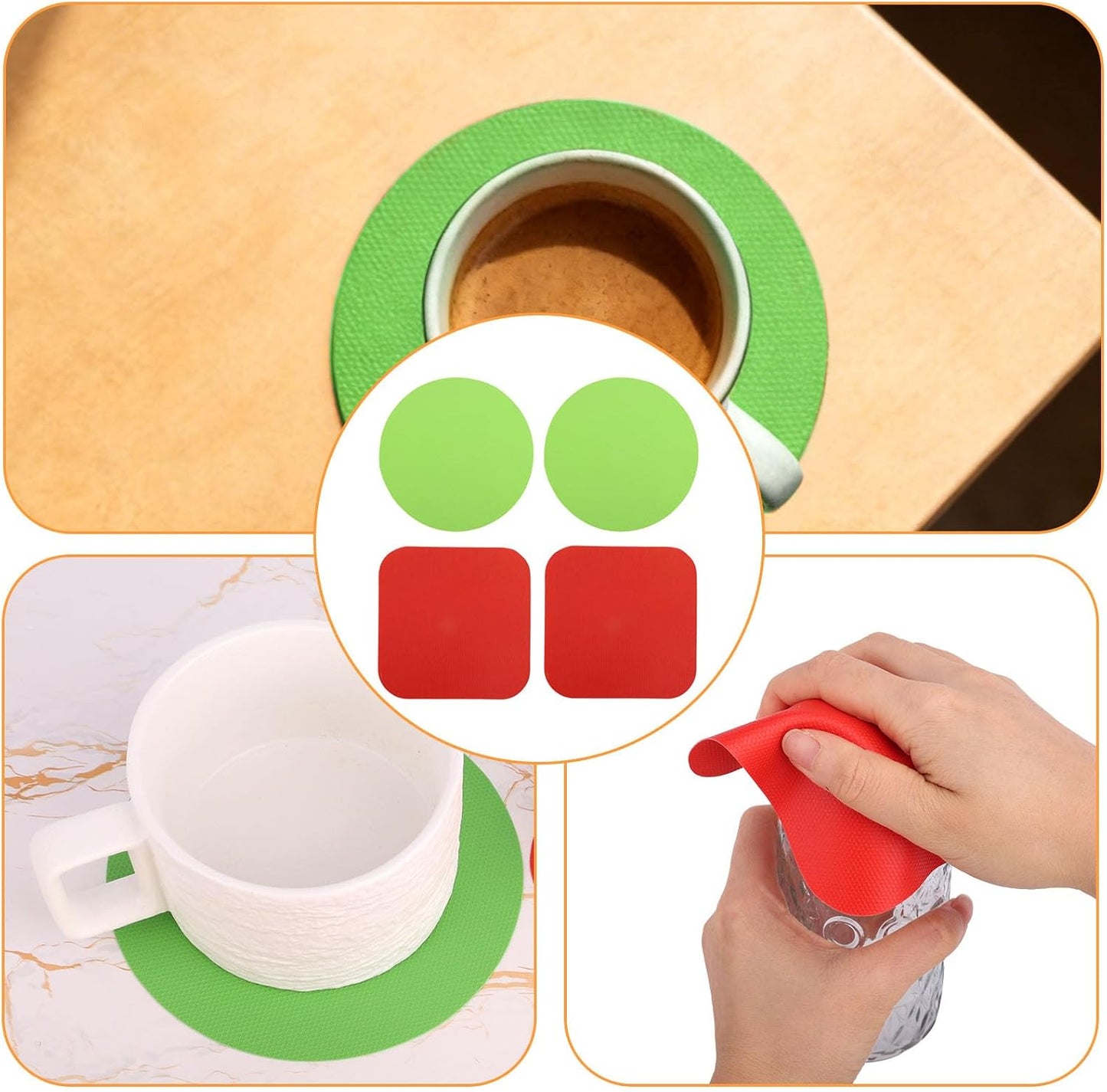 4pcs Jar Opener, Rubber, Multi-function Silicone Bottle Opener for Seniors with Weak Hands Lid Cap Gripper Pads Kitchen Coasters Gadgets(Light Blue, Green)