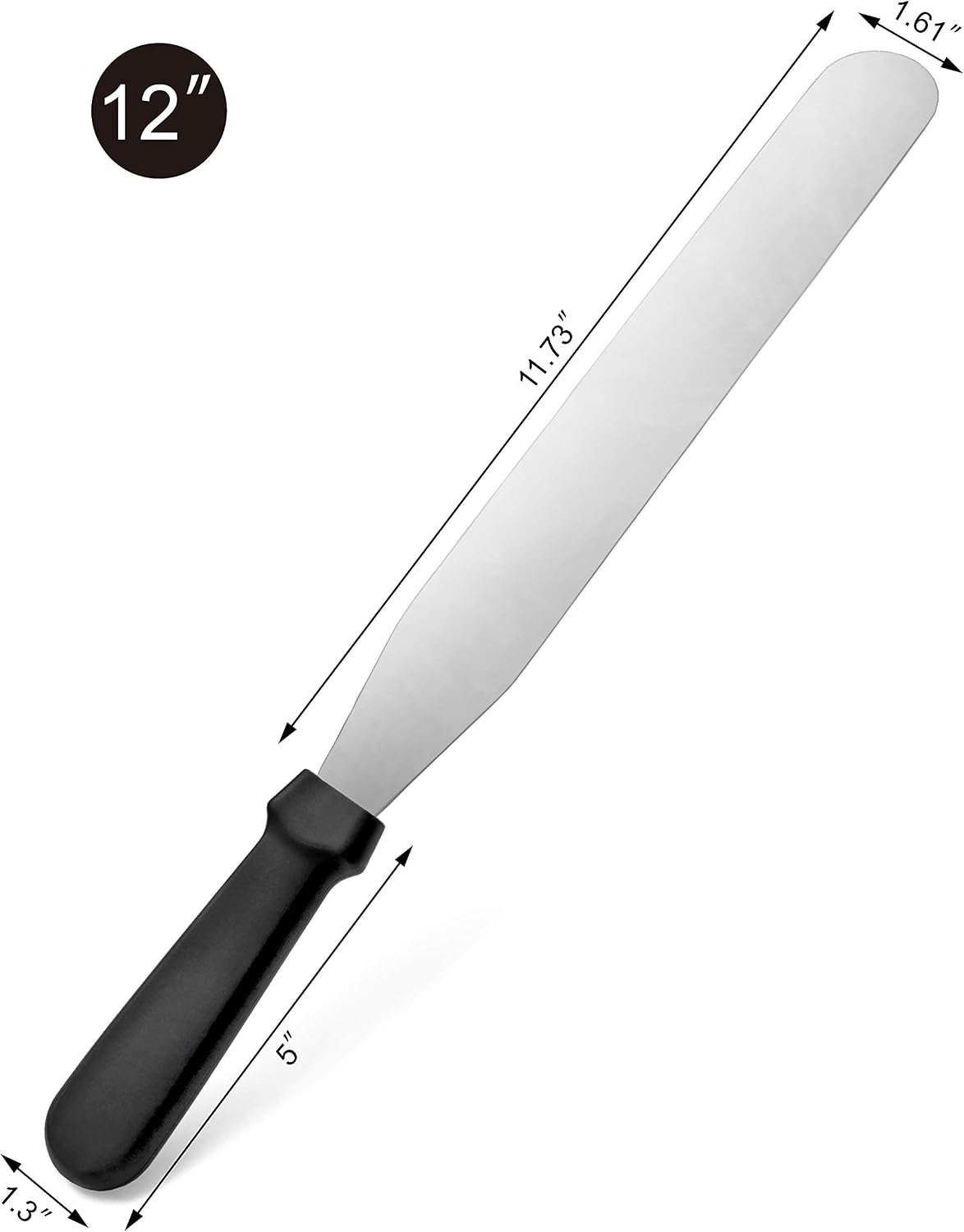 Straight Icing Spatula, 12 Inch Blade, 17 Inch Overall, Bakery-Grade Stainless Steel Cake Frosting Spatula