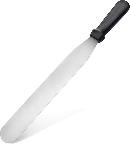 Straight Icing Spatula, 12 Inch Blade, 17 Inch Overall, Bakery-Grade Stainless Steel Cake Frosting Spatula