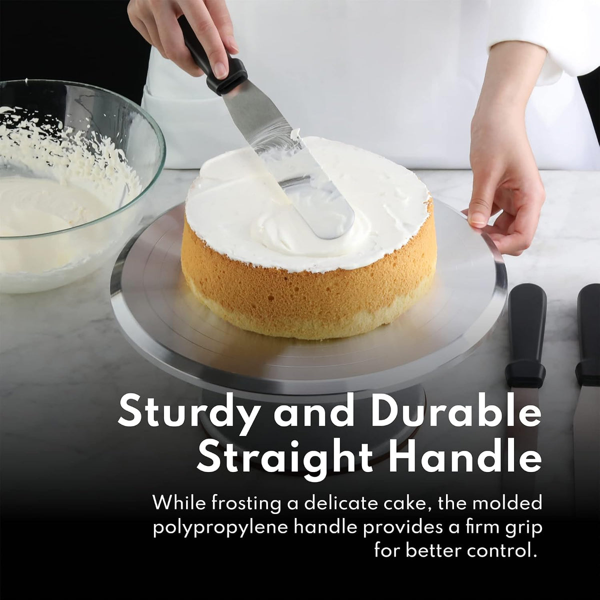 Straight Icing Spatula, 12 Inch Blade, 17 Inch Overall, Bakery-Grade Stainless Steel Cake Frosting Spatula