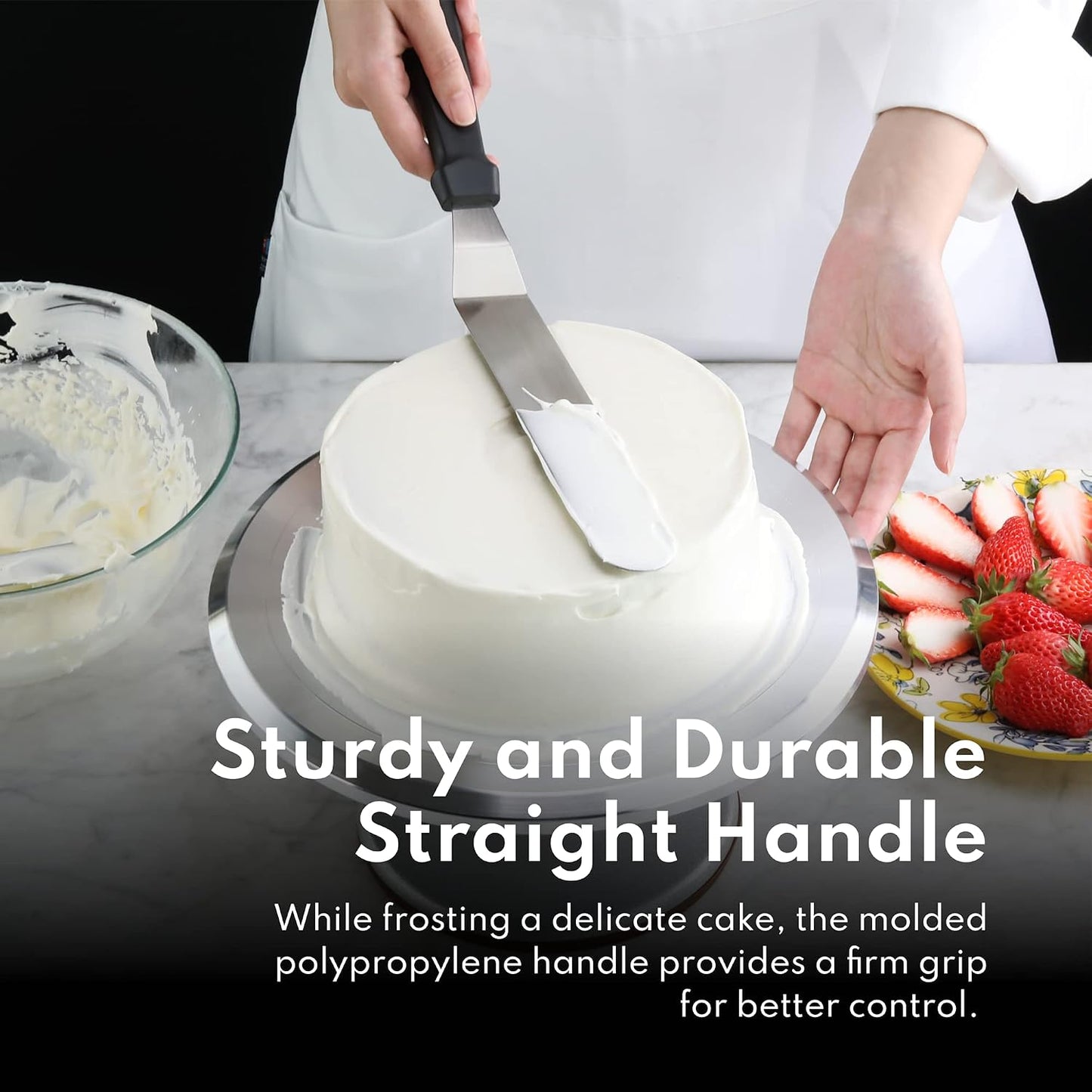Straight Icing Spatula, 12 Inch Blade, 17 Inch Overall, Bakery-Grade Stainless Steel Cake Frosting Spatula