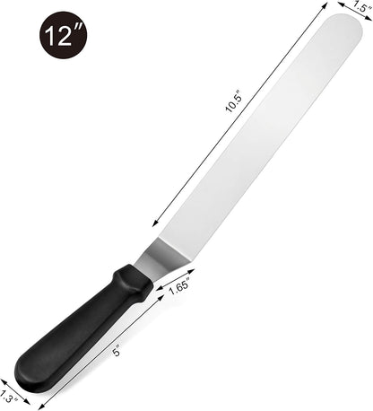 Straight Icing Spatula, 12 Inch Blade, 17 Inch Overall, Bakery-Grade Stainless Steel Cake Frosting Spatula