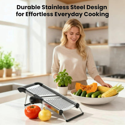 Mandoline Slicer for Kitchen, Adjustable Vegetable Slicer with Julienne Blade, Stainless Steel Food Cutter with Hand Guard for Potatoes, Cucumbers, Onions & Meal Prep