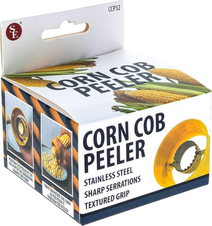 Stainless Steel Corn Cob Peeler with Sharp Serrations and Textured Grip - Yellow - CCP32