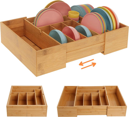 drawer organizer flatware organizer cutlery tray silverware organizer expandable adjustable bamboo drawer organizer kitchen bathroom
