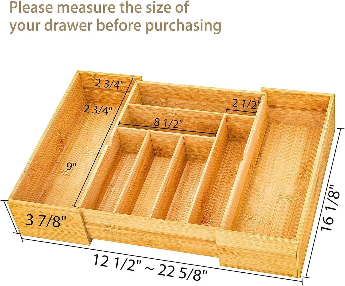 drawer organizer flatware organizer cutlery tray silverware organizer expandable adjustable bamboo drawer organizer kitchen bathroom