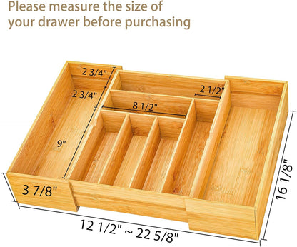 drawer organizer flatware organizer cutlery tray silverware organizer expandable adjustable bamboo drawer organizer kitchen bathroom