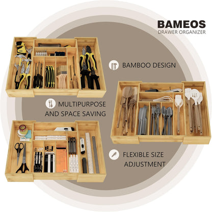 drawer organizer flatware organizer cutlery tray silverware organizer expandable adjustable bamboo drawer organizer kitchen bathroom