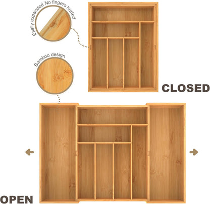 drawer organizer flatware organizer cutlery tray silverware organizer expandable adjustable bamboo drawer organizer kitchen bathroom