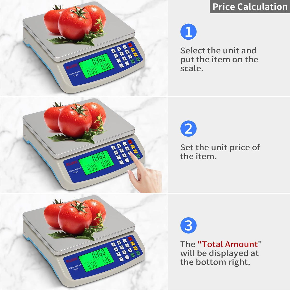 Food Scale 88lb/40kg Large Digital Kitchen Scale 0.05oz/1g with Price Computing Commercial Scale 304 Stainless Steel gram Scale for Baking Cooking Meat Restaurant ，USB or AA Battery(Included)