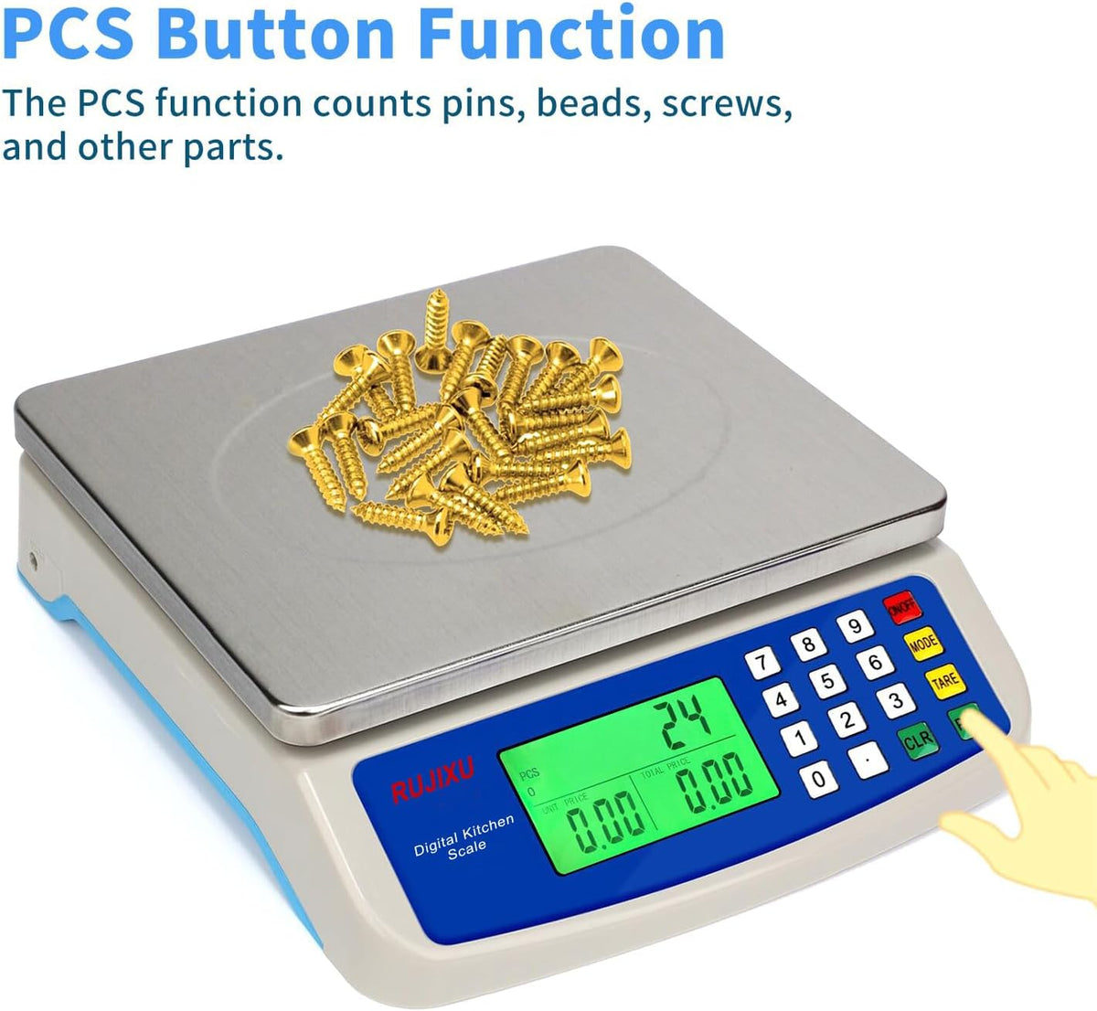 Food Scale 88lb/40kg Large Digital Kitchen Scale 0.05oz/1g with Price Computing Commercial Scale 304 Stainless Steel gram Scale for Baking Cooking Meat Restaurant ，USB or AA Battery(Included)