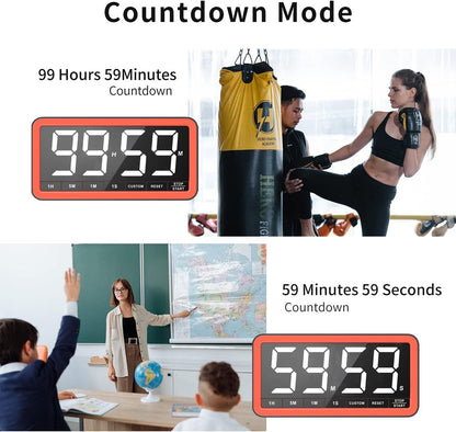 VOCOO Large 7.8" Digital Timer, Magnetic LED Timer for Kitchen & Classroom | USB-C Rechargeable, Up to 99 Hours Count Up & Countdown Timer with 3 Brightness Levels, 4 Alert Modes and 3 Volume Levels