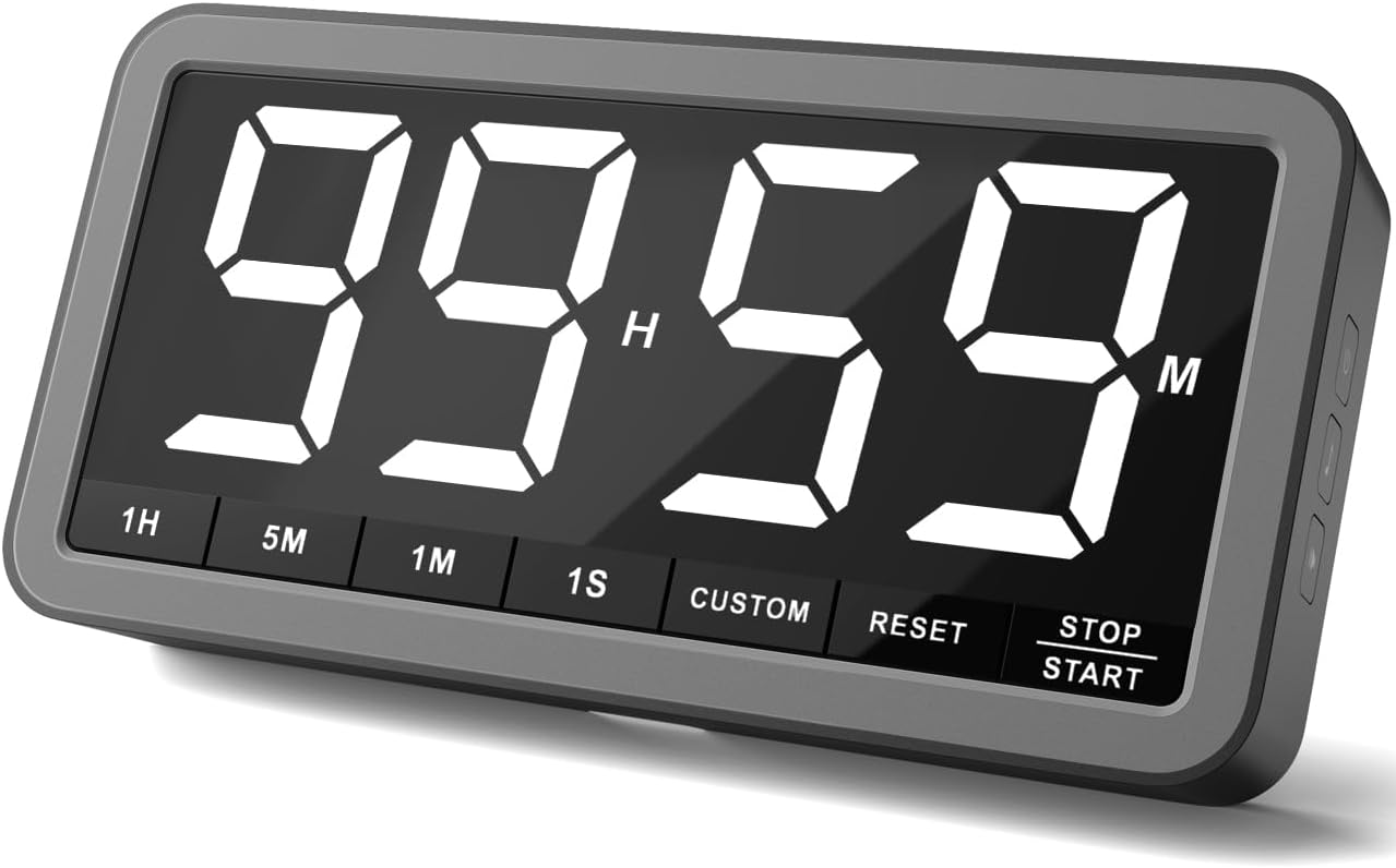 VOCOO Large 7.8" Digital Timer, Magnetic LED Timer for Kitchen & Classroom | USB-C Rechargeable, Up to 99 Hours Count Up & Countdown Timer with 3 Brightness Levels, 4 Alert Modes and 3 Volume Levels