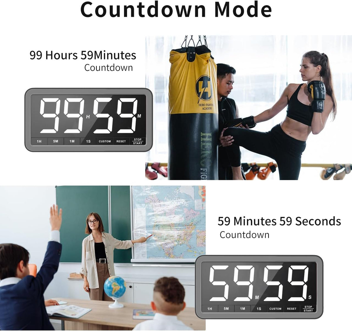VOCOO Large 7.8" Digital Timer, Magnetic LED Timer for Kitchen & Classroom | USB-C Rechargeable, Up to 99 Hours Count Up & Countdown Timer with 3 Brightness Levels, 4 Alert Modes and 3 Volume Levels