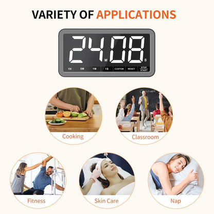 VOCOO Large 7.8" Digital Timer, Magnetic LED Timer for Kitchen & Classroom | USB-C Rechargeable, Up to 99 Hours Count Up & Countdown Timer with 3 Brightness Levels, 4 Alert Modes and 3 Volume Levels