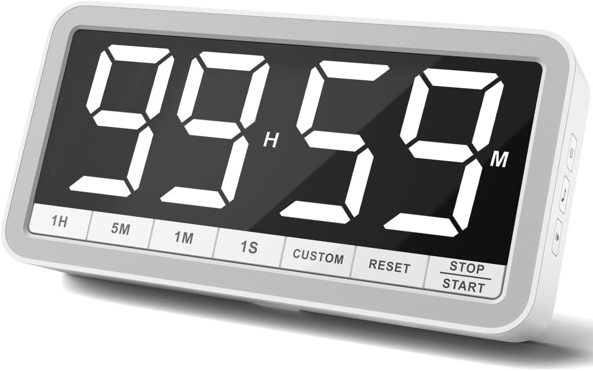 VOCOO Large 7.8" Digital Timer, Magnetic LED Timer for Kitchen & Classroom | USB-C Rechargeable, Up to 99 Hours Count Up & Countdown Timer with 3 Brightness Levels, 4 Alert Modes and 3 Volume Levels