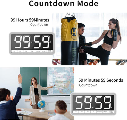 VOCOO Large 7.8" Digital Timer, Magnetic LED Timer for Kitchen & Classroom | USB-C Rechargeable, Up to 99 Hours Count Up & Countdown Timer with 3 Brightness Levels, 4 Alert Modes and 3 Volume Levels
