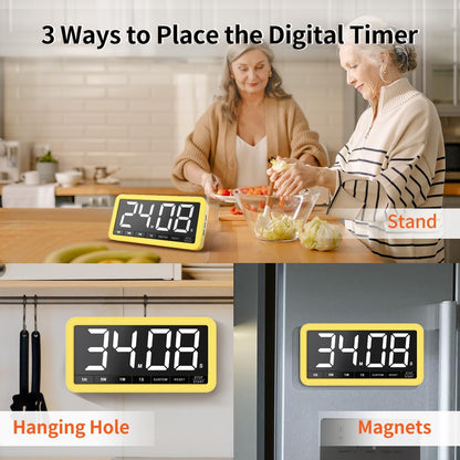 VOCOO Large 7.8" Digital Timer, Magnetic LED Timer for Kitchen & Classroom | USB-C Rechargeable, Up to 99 Hours Count Up & Countdown Timer with 3 Brightness Levels, 4 Alert Modes and 3 Volume Levels